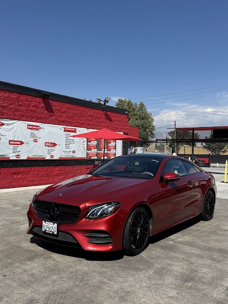 Miracle Mile Carwash stylish waiting lounge with racing-inspired decor